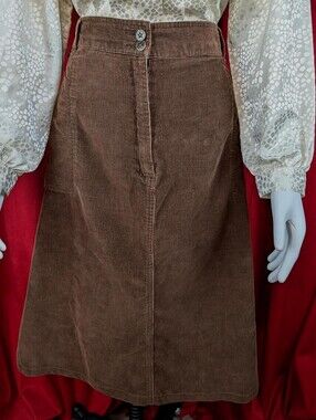 Main Street Blues Dark Brown Corduroy Midi Skirt